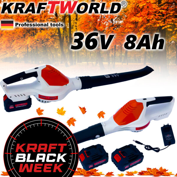 Γερμανικός φυσητήρας μπαταρίας Cordless leaf blower Kraftworld 36v | 8Ah + φορτιστής